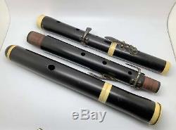 Flute Old C 1830 Ebene Sterling Silver 4 Keys Noe Freres Paris