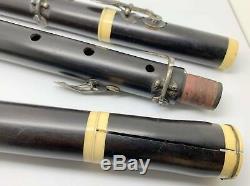 Flute Old C 1830 Ebene Sterling Silver 4 Keys Noe Freres Paris