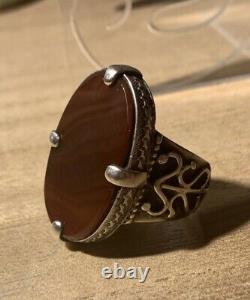 Former Afghan Silver Ring At The End Of XIX Beginning XX Century + Beautiful Agate