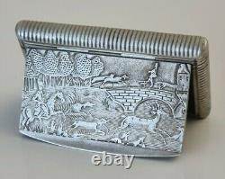 Former Box Argent Massif Hunting Scene Solid Silver Snuffbox