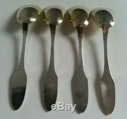 Former Box Salerons 4 + 4 Spoons Silver Gilt Mo Victor Leneuf