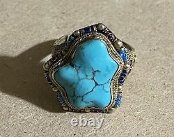 Former Chinese Ring Vermeil, Enamel And Turquoise