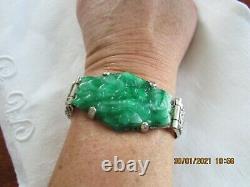 Former Chinese Silver Bracelet And Jade Jade Made Early Xxe 58grs