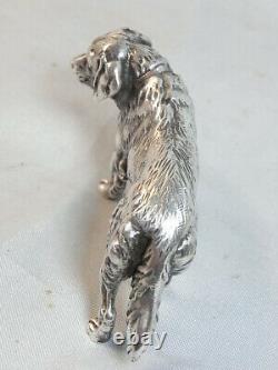 Former Dog Statue Hunting Vein Sculpture Animaliere Silver Massive Dog Silver