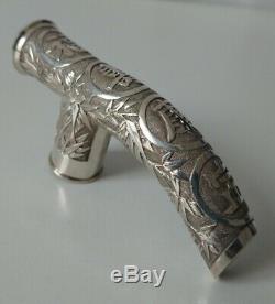 Former Head Cane Sunshade Umbrella Handle Old Chinese Silver Cane Knob