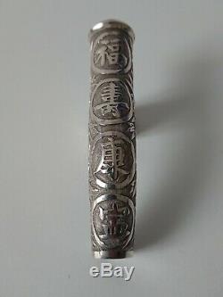 Former Head Cane Sunshade Umbrella Handle Old Chinese Silver Cane Knob