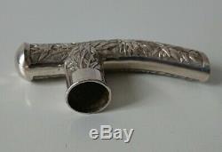 Former Head Cane Sunshade Umbrella Handle Old Chinese Silver Cane Knob