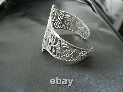 Former Large Egyptian Solid Silver Bracelet Decorated With Warrior Char And Horse