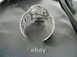 Former Large Egyptian Solid Silver Bracelet Decorated With Warrior Char And Horse