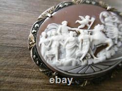 Former Marcassite Solid Silver Cameo Brooch