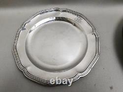 Former Plat / Assiette Argent Massif Round Nets Minerve French Silver At 27.5