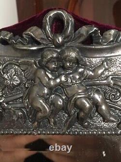 Former Victorian Mirror In Solid Silver Cherubin Putti XIX Eme