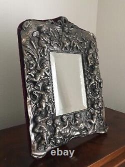 Former Victorian Mirror In Solid Silver Cherubin Putti XIX Eme