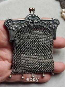Former large purse / evening bag in silver, late 19th century