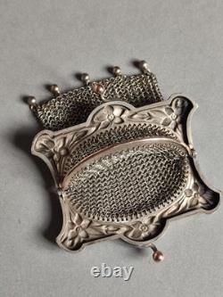 Former large purse / evening bag in silver, late 19th century