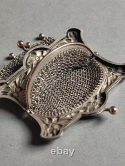 Former large purse / evening bag in silver, late 19th century