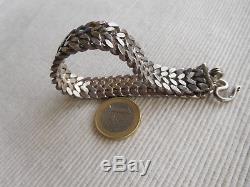 Fort Old Bracelet In Sterling Silver Swan 67 Grams 19 Cms Ribbon Braid Gb17