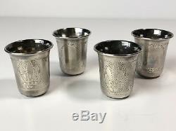 Four Cups Liquor Old Russian Silver (84) Each Weight 20 Grams