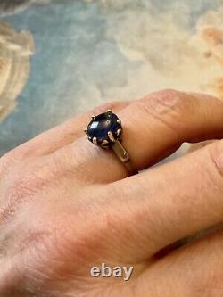 Genuine Cabochon Sapphire, Solid Silver, Very Beautiful Antique Ring
