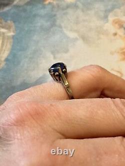 Genuine Cabochon Sapphire, Solid Silver, Very Beautiful Antique Ring
