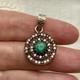 Genuine Emerald, Ruby, Topaz, Antique Pendant In Silver And Gilt Silver