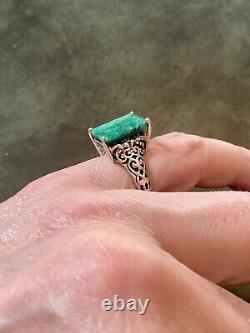 Genuine Emerald, Solid Silver, Impressive Beautiful Antique Ring