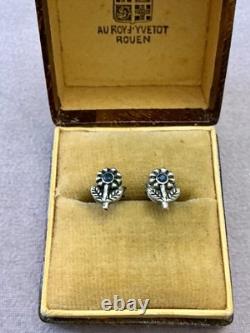 Genuine Sapphire Pretty Vintage Silver Earrings