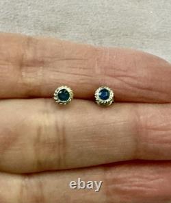 Genuine Sapphire Solitaire Vintage Silver Earrings