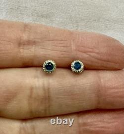 Genuine Sapphire Solitaire Vintage Silver Earrings