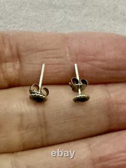 Genuine Sapphire Solitaire Vintage Silver Earrings