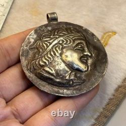 Genuine amulet pendant portrait of an ancient Roman emperor in solid silver