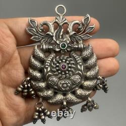 Genuine large ancient Roman pendant in magnificent solid silver with engraving