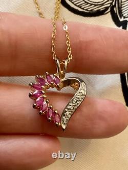 Genuine rubies, diamond, antique pendant necklace in gold, vermeil silver