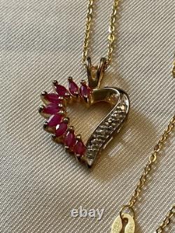 Genuine rubies, diamond, antique pendant necklace in gold, vermeil silver