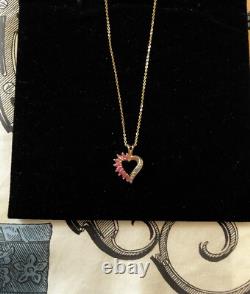 Genuine rubies, diamond, antique pendant necklace in gold, vermeil silver
