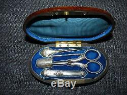 Gift Box Sewing Kit Case Set Old Sewing Nineteenth Silver