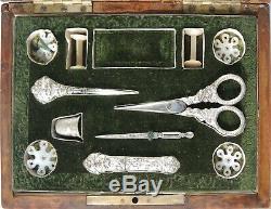 Gift Box Sewing Kit Old XIX Silver French Sewing Box Case