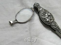 Glasses Old Hand Face Sterling Silver Flower Decor Art-nouveau