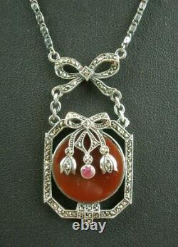 Gorgeous antique silver Art Deco necklace set with stones