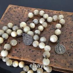 Grand Antique Mother of Pearl and Solid Silver XIXth Century Rosary