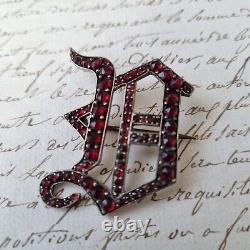 Grande Broche Ancienne Grenats Letter D Napoleon III Xixè Garnet Brooch 19thc