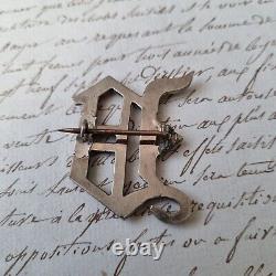 Grande Broche Ancienne Grenats Letter D Napoleon III Xixè Garnet Brooch 19thc