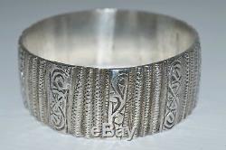Great Old Silver Cuff Bracelet Punch North Africa Jewel 139.4 G