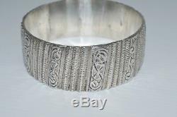 Great Old Silver Cuff Bracelet Punch North Africa Jewel 139.4 G