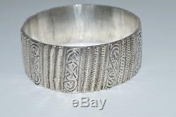 Great Old Silver Cuff Bracelet Punch North Africa Jewel 139.4 G