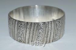 Great Old Silver Cuff Bracelet Punch North Africa Jewel 139.4 G