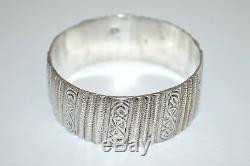 Great Old Silver Cuff Bracelet Punch North Africa Jewel 139.4 G