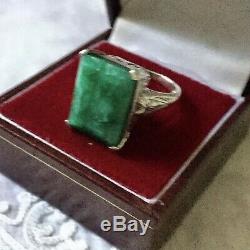 Great Old Silver Ring Masif Book And Emerald Veritable