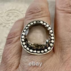 HUGE Hand-Cut TOPAZ, Solid Silver, LARGE ANTIQUE DESIGNER RING