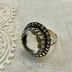 HUGE Hand-Cut TOPAZ, Solid Silver, LARGE ANTIQUE DESIGNER RING